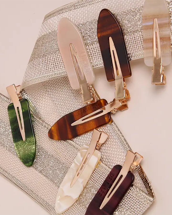 Barrettes maquillage ébène écaille et coloris variés – accessoires cheveux femme