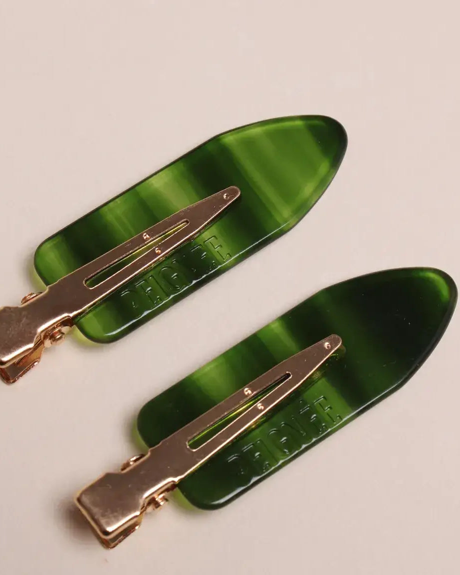Barrettes cheveux Émeraude vert marbré – accessoires coiffure femme