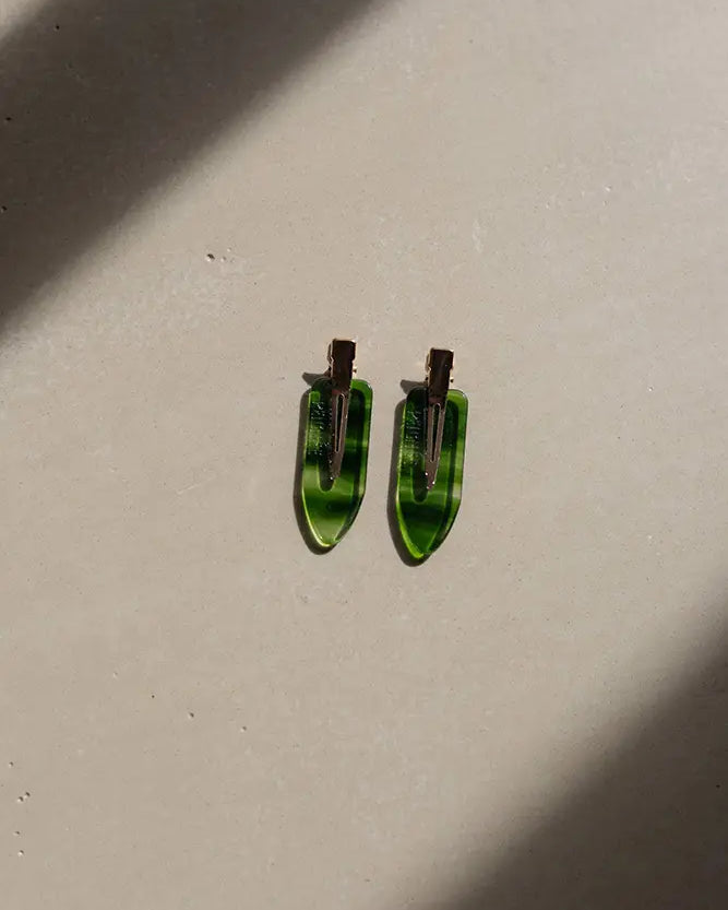 Paire de barrettes Émeraude vert – accessoires cheveux élégants
