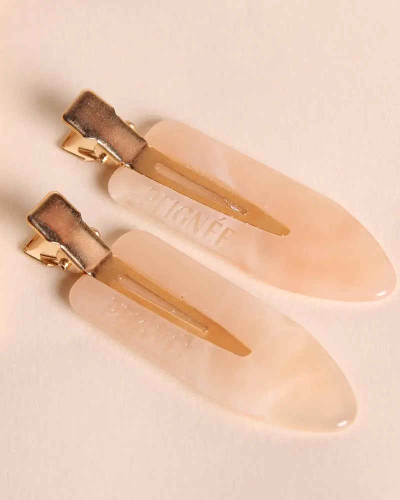 Barrettes cheveux Montmartre rose marbré – accessoires coiffure femme