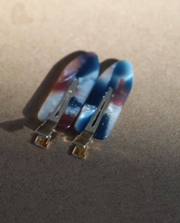 Paire de barrettes cheveux Élysée tricolores – accessoires coiffure tendance femme