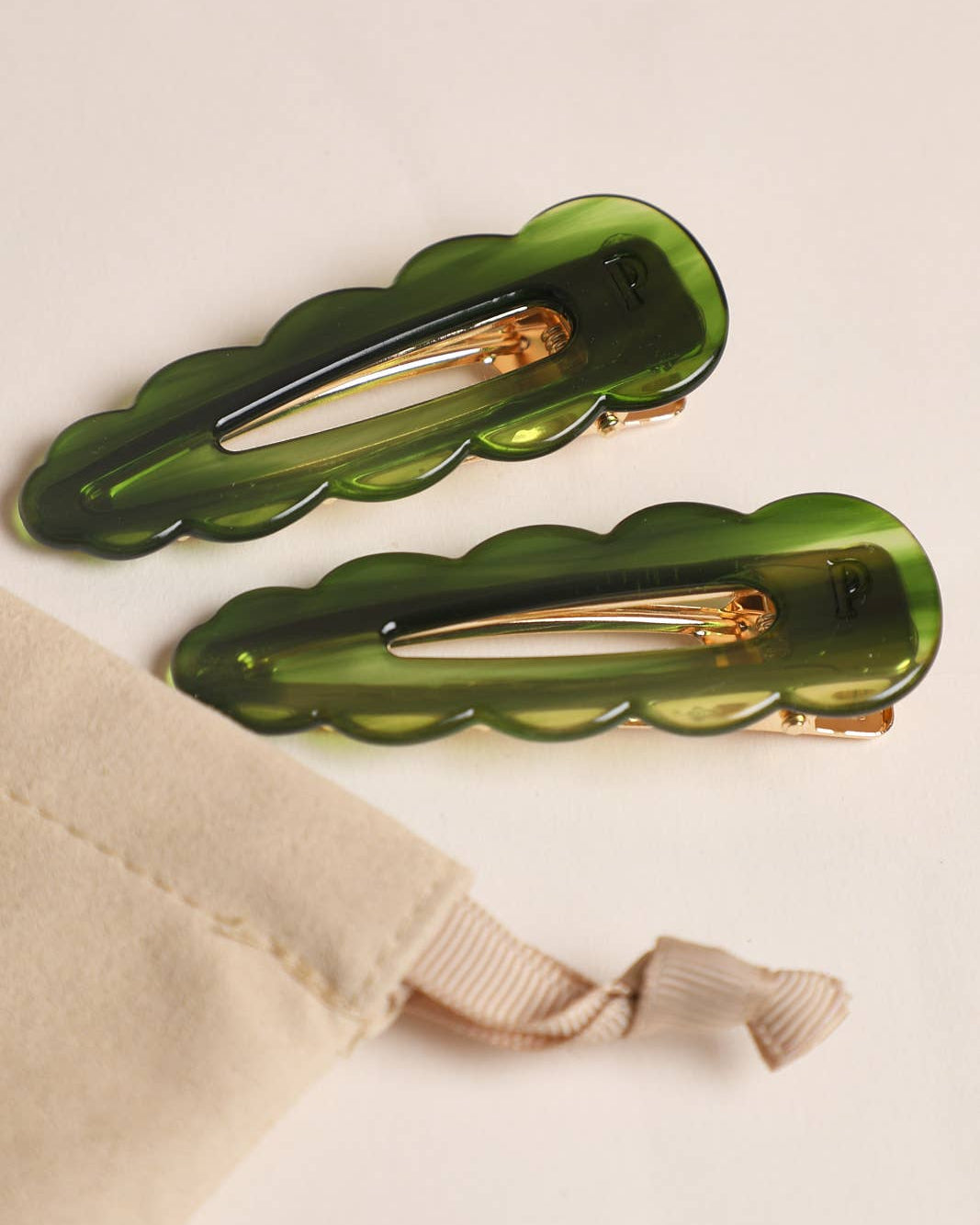 Barrette cheveux femme vert émeraude signature – accessoire coiffure tendance