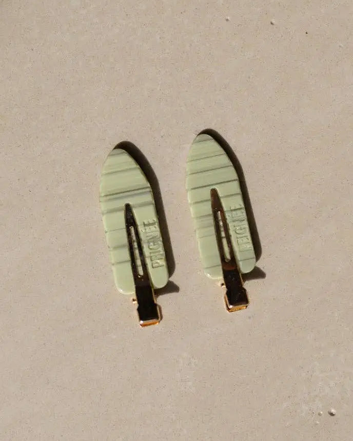 Paire de barrettes maquillage sauge vert clair – accessoires cheveux femme