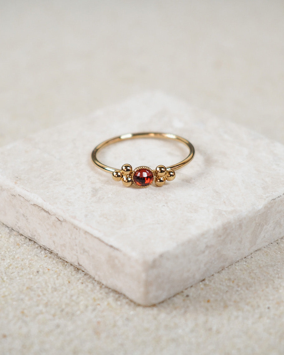 gauhart bijoux bague kali ajustable pierre rouge grenat à facettes