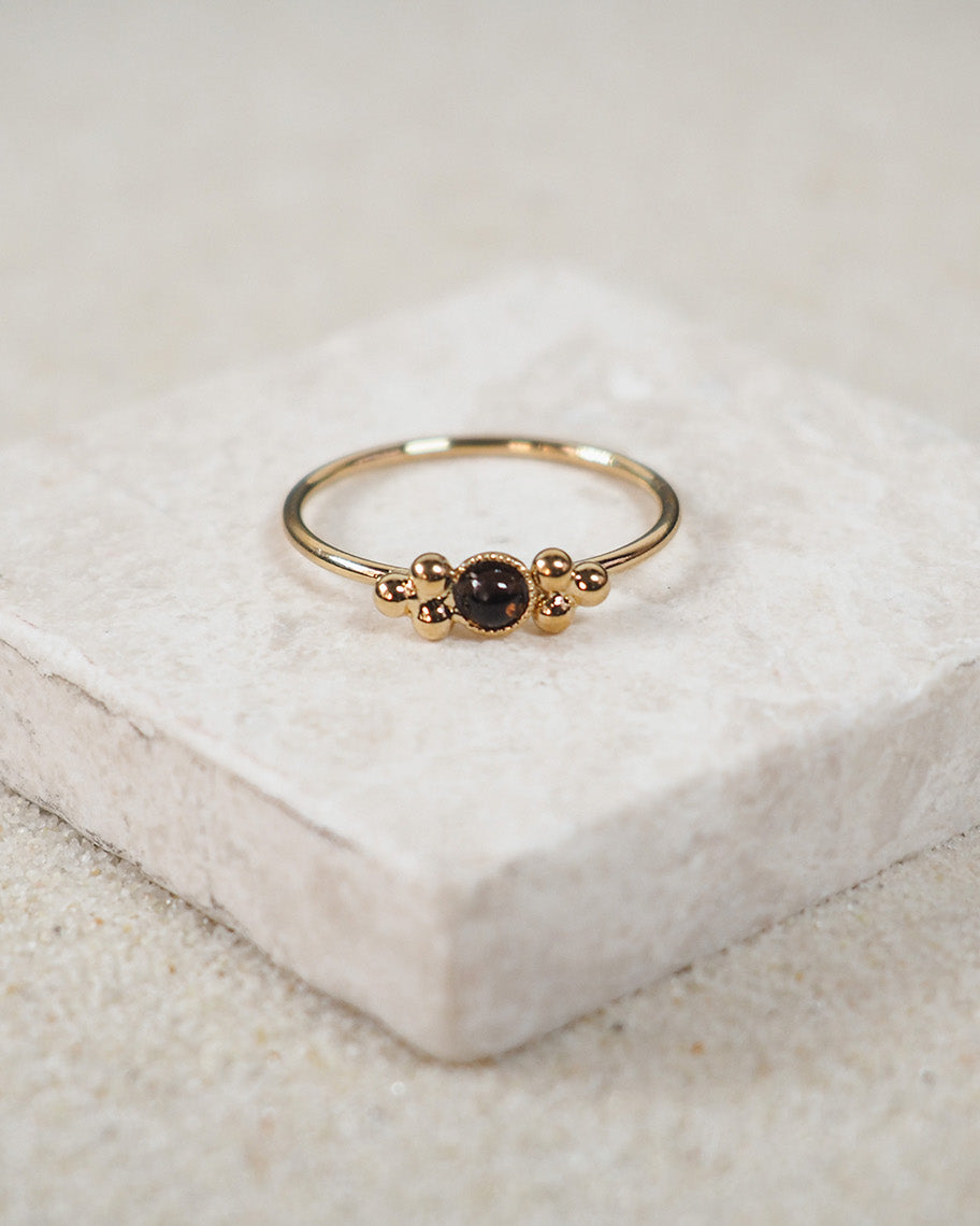 gauhart bijoux bague kali ajustable pierre marron quartz fumé