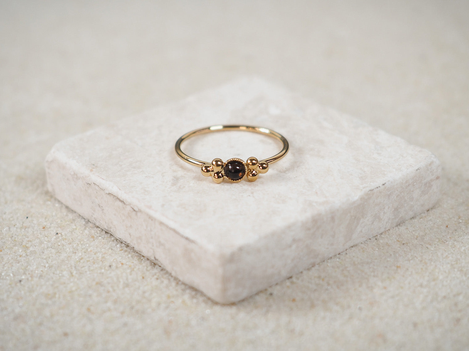 gauhart bijoux bague kali ajustable pierre marron quartz fumé