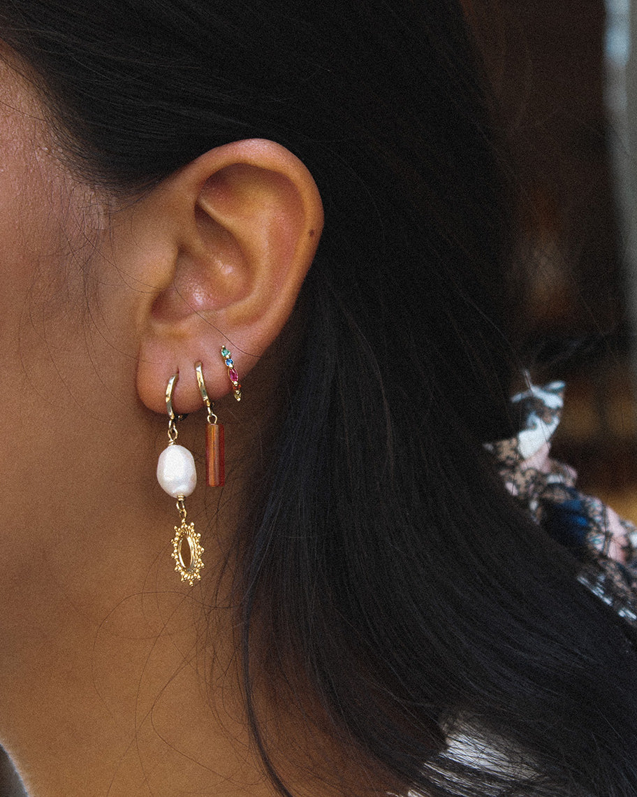 gauhart bijoux boucles d'oreilles mini créoles avina cornaline orange anka hilda