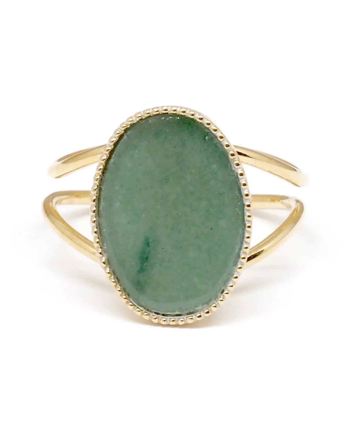 gauhart bijoux bague jaipur doré ajustable pierre cabochon verte aventurine