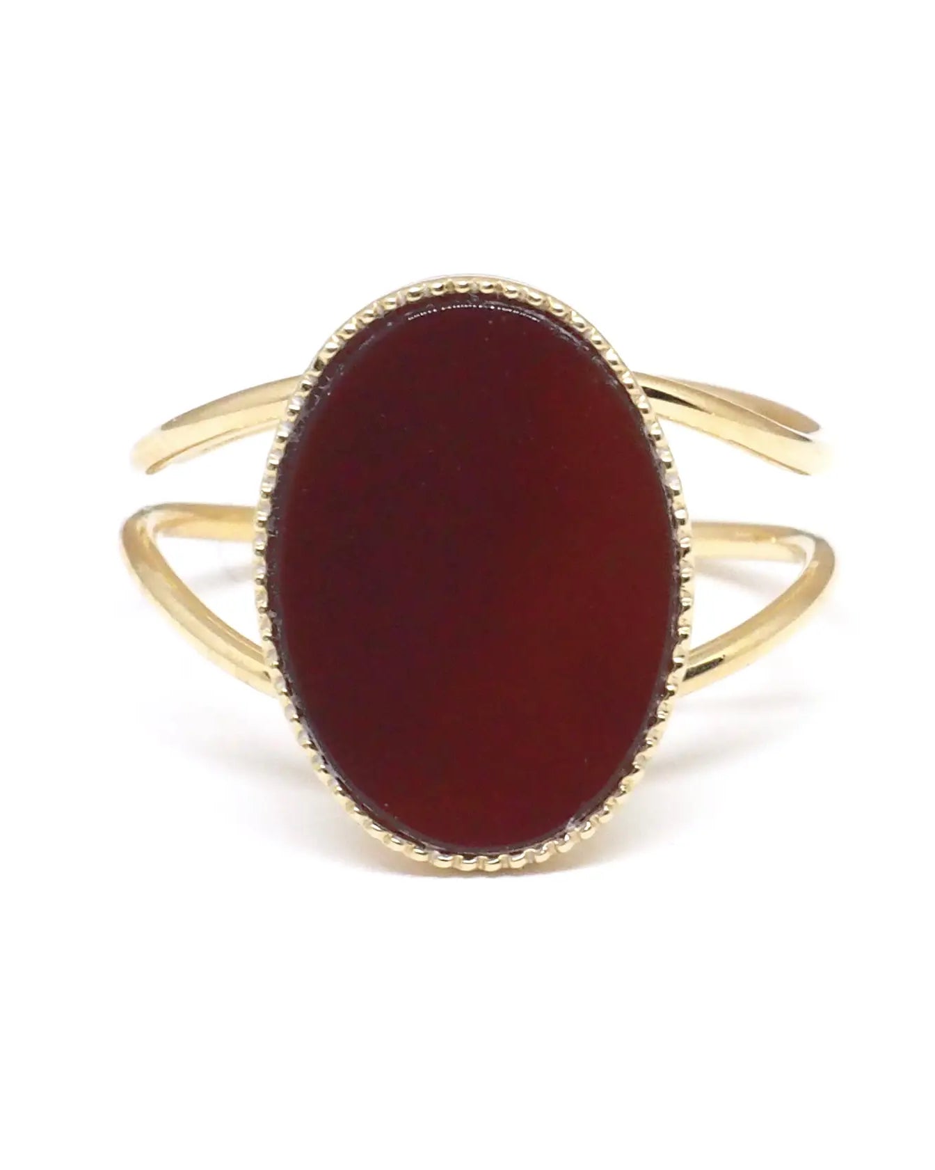 gauhart bijoux bague jaipur doré ajustable pierre cabochon rouge cornaline