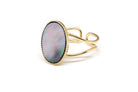 gauhart bijoux bague jaipur doré ajustable pierre cabochon nacre grise