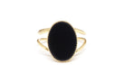 gauhart bijoux bague jaipur doré ajustable pierre cabochon noire onyx