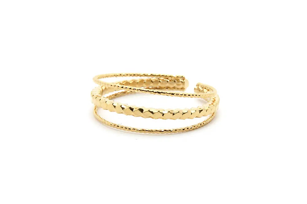 gauhart bijoux bague triple ajustable doré à l'or 24 carats