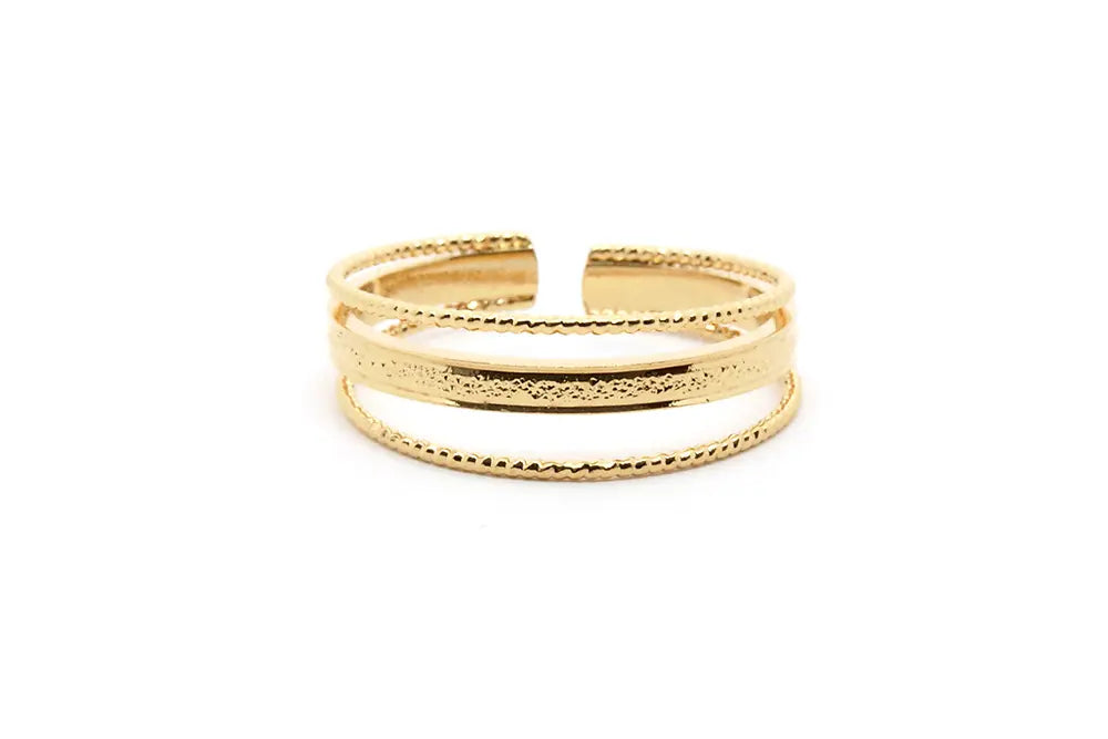 gauhart bijoux bague kassi triple ajustable doré à l'or 24 carats