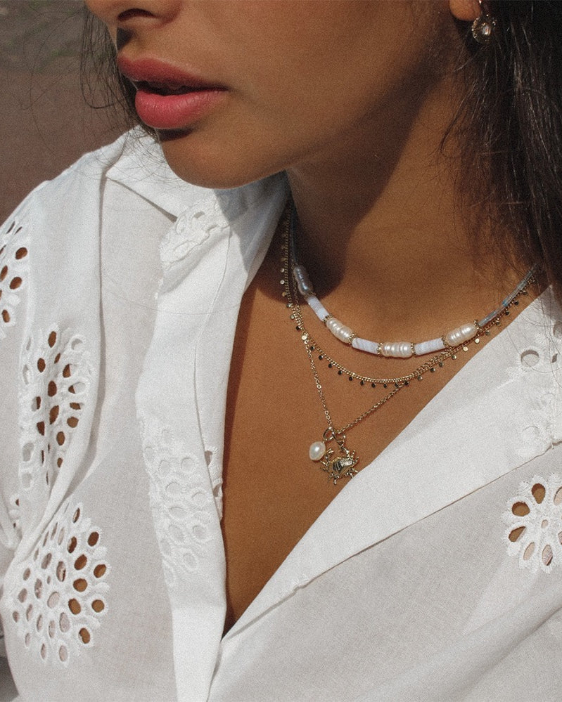 COLLIER made in france rouen artisanat perles calcedoine