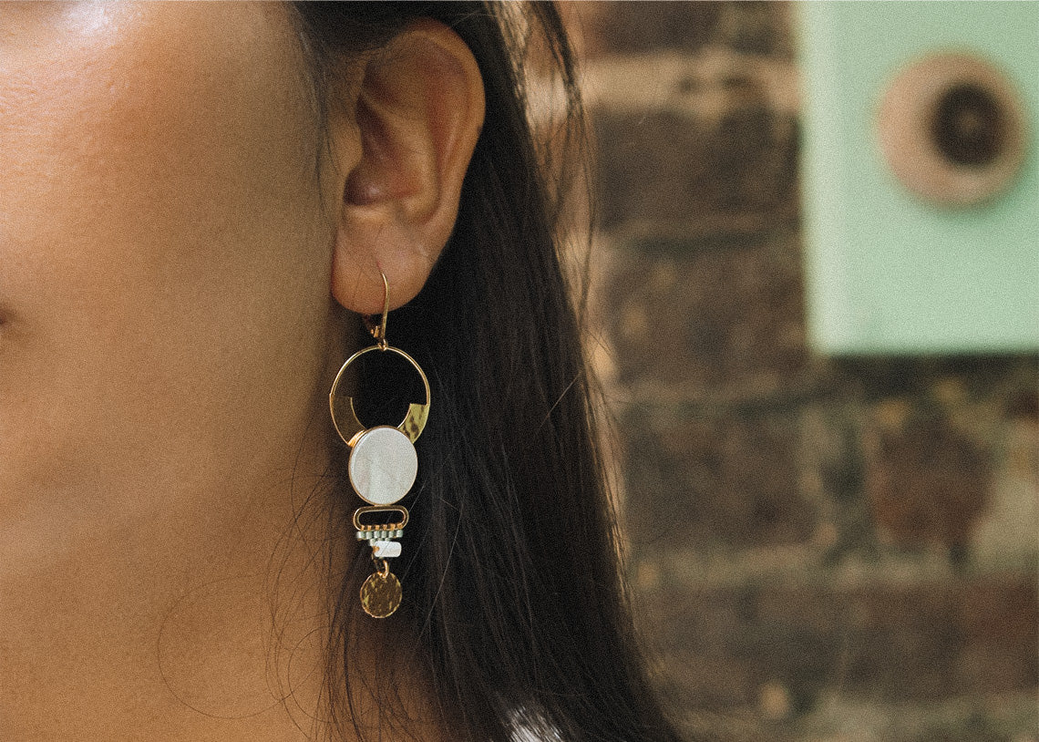 gauhart bijoux boucles d'oreilles avanish pierre nacre