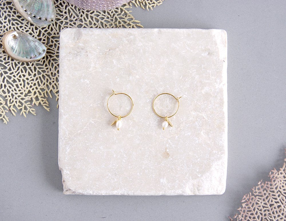 gauhart bijoux boucles d'oreilles mini créoles or pierres fines sofi perles de culture