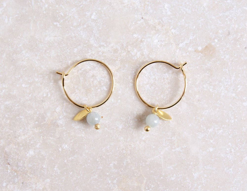 gauhart bijoux boucles d'oreilles mini créoles pierres fines dorées à l'or sofi amazonite