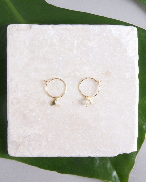 gauhart bijoux boucles d'oreilles mini créoles or pierres fines sofi pierre de lune