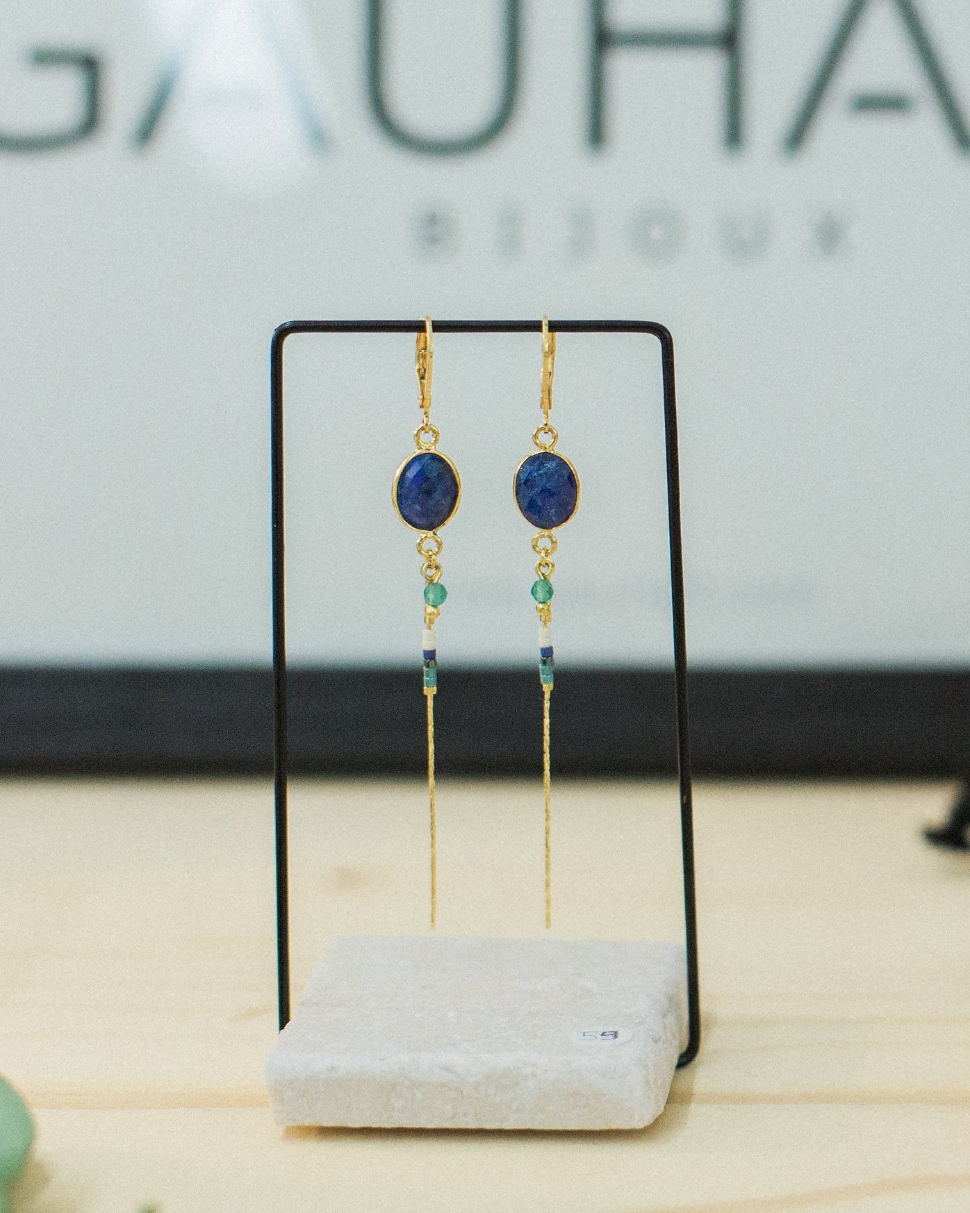 gauhart bijoux boucles d'oreilles bali or saphir