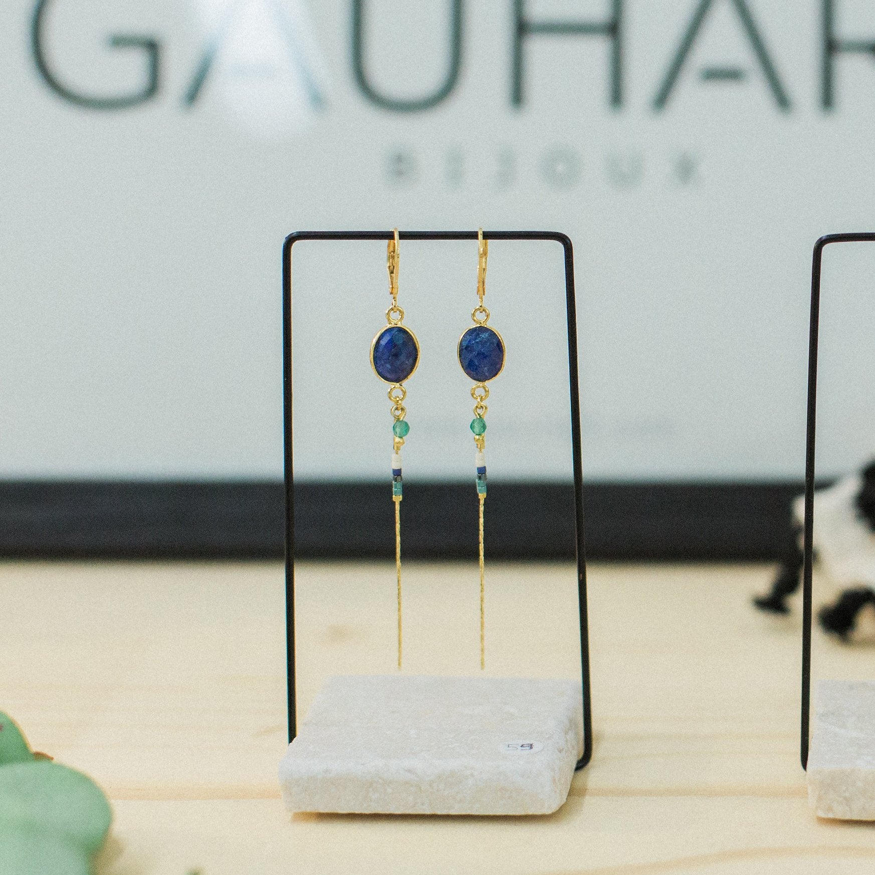 gauhart bijoux boucles d'oreilles bali or saphir