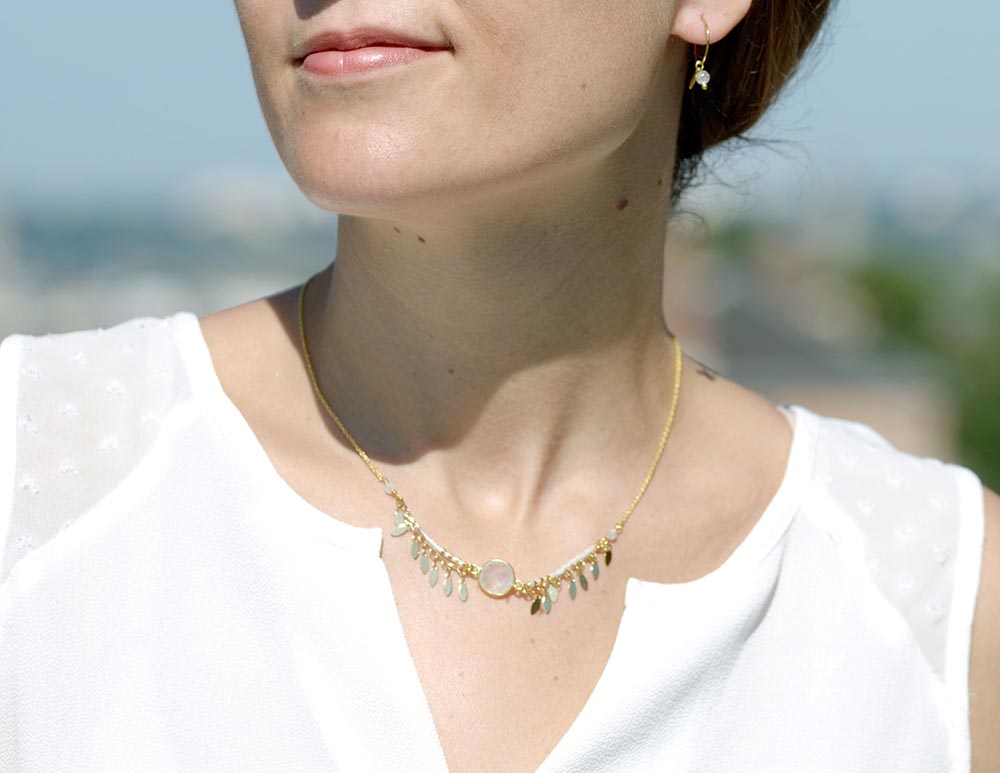 gauhart bijoux boucles d'oreilles mini créoles or pierres fines sofi pierre de lune