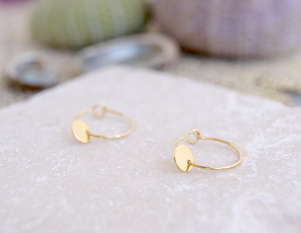 gauhart bijoux boucles d'oreilles mini créoles or pampille jana