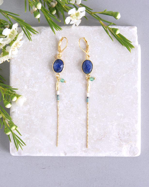 gauhart bijoux boucles d'oreilles bali or saphir