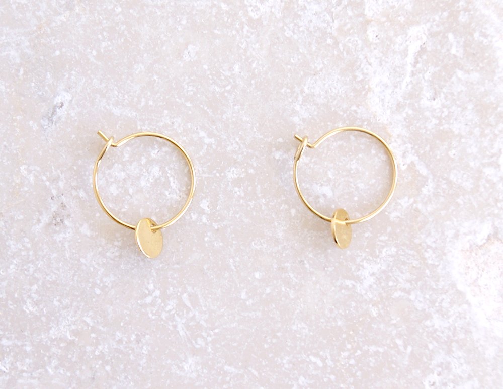 gauhart bijoux boucles d'oreilles mini créoles or pampille jana