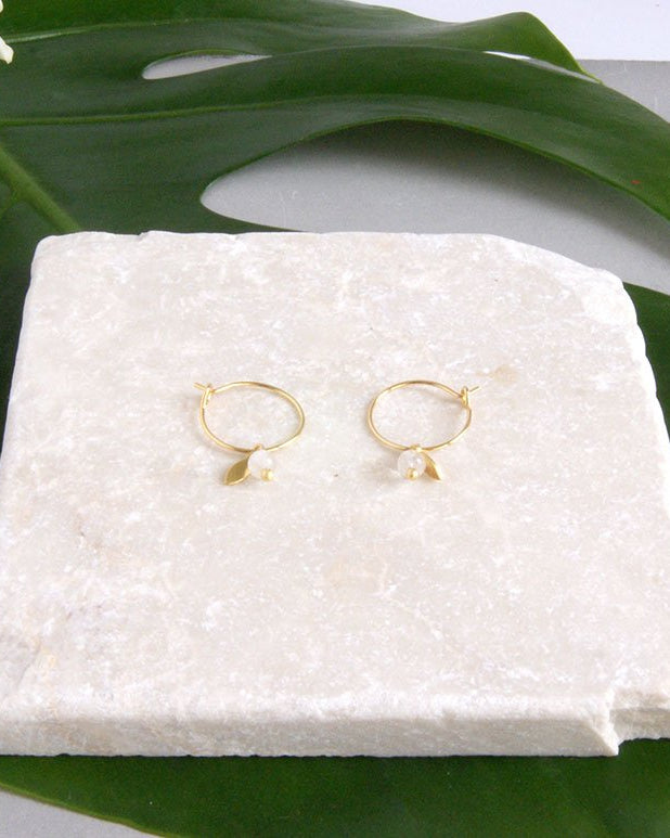 gauhart bijoux boucles d'oreilles mini créoles or pierres fines sofi pierre de lune