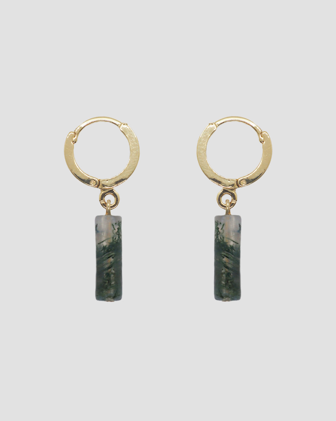 gauhart bijoux boucles d'oreilles mini créoles avina agate mousse verte