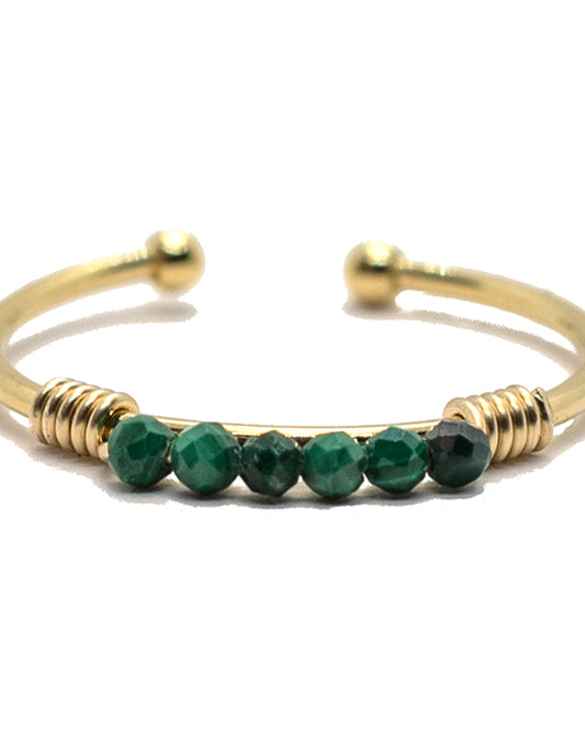 gauhart bijoux bague daman or ajustable pierre agate verte