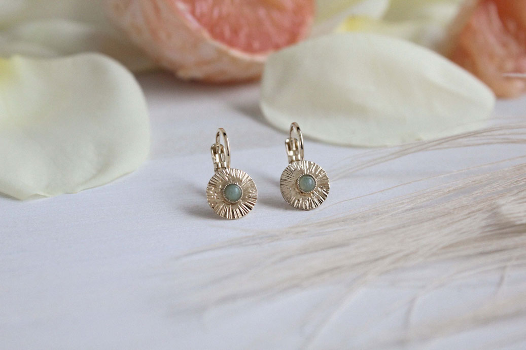 gauhart bijoux boucles d'oreilles athéna empierrées aventurine