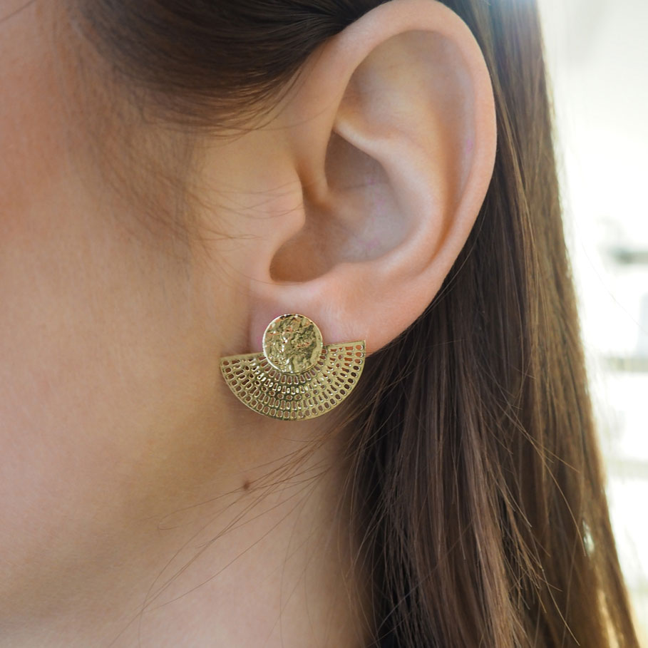 gauhart bijoux boucles d'oreilles ganji or martelées à la main