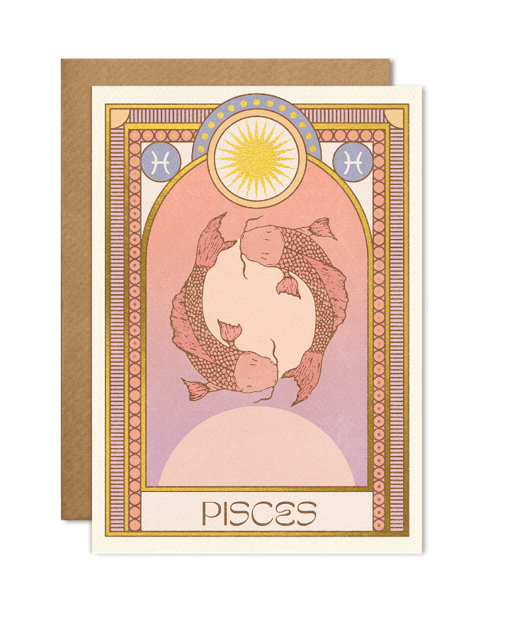 carte illustrée signe astrologique poisson