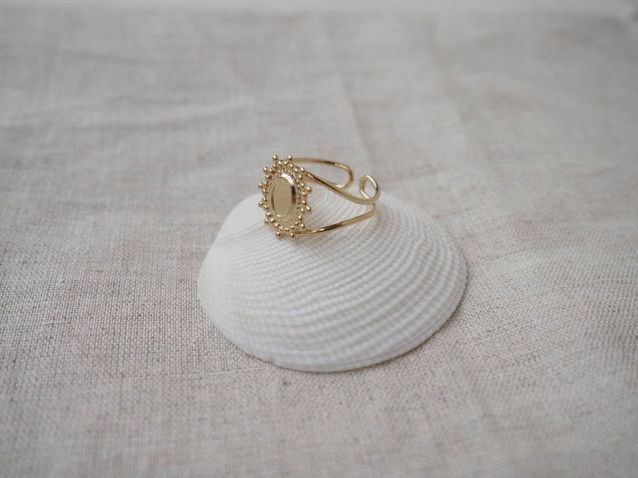 gauhart bijoux bague sanka double ajustable or pampille fleur coquillage