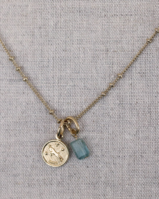 gauhart collier chaine sali doré or réglable pendentif aries bélier pierres tourmaline bleu