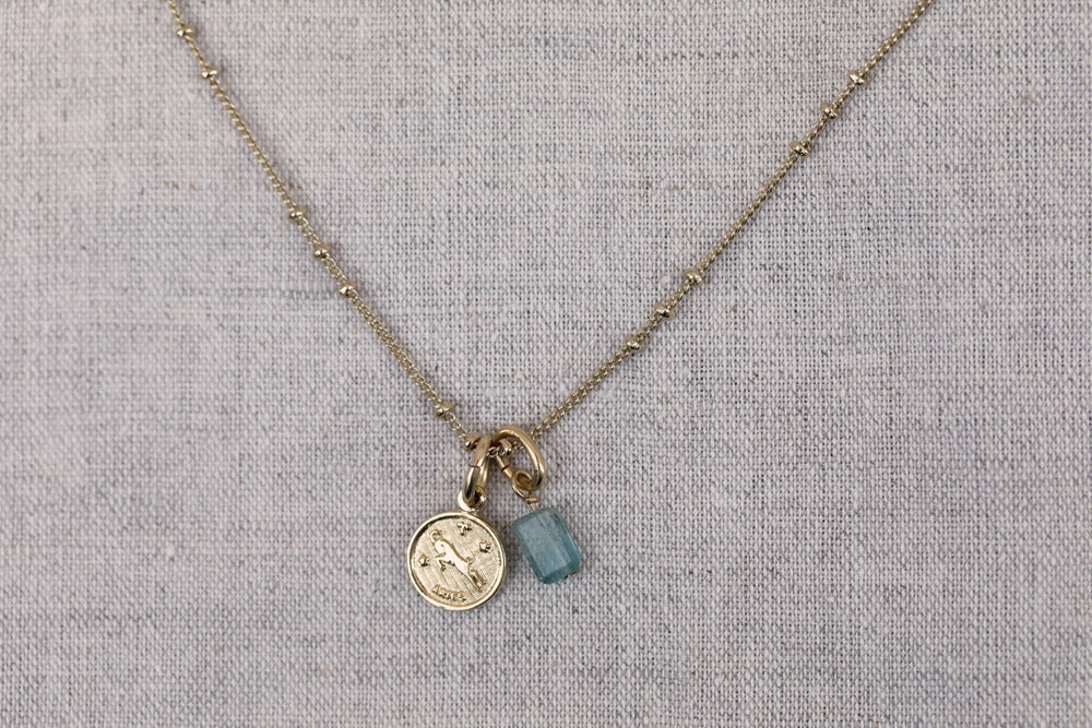 gauhart collier chaine sali doré or réglable pendentif aries bélier pierres tourmaline bleu