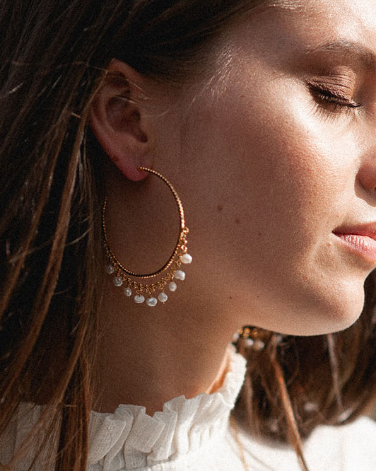 gauhart bijoux boucles d'oreilles créoles baya perles de culture
