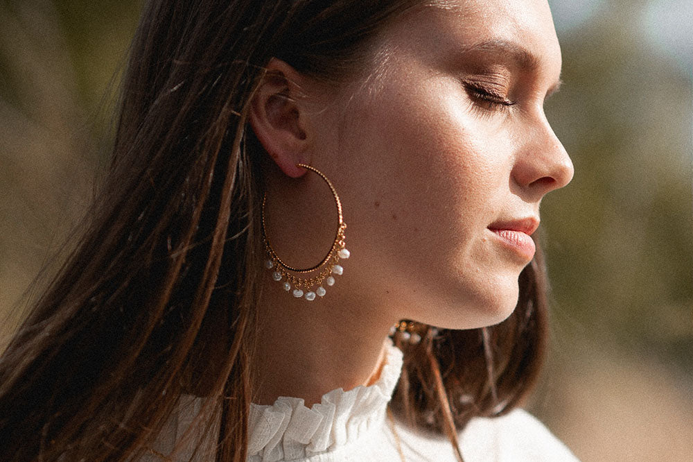 gauhart bijoux boucles d'oreilles créoles baya perles de culture