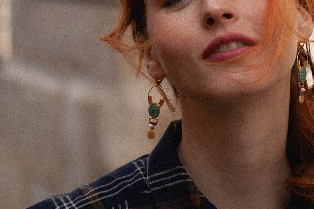 gauhart bijoux boucles d'oreilles avanish pierre chrysocolle