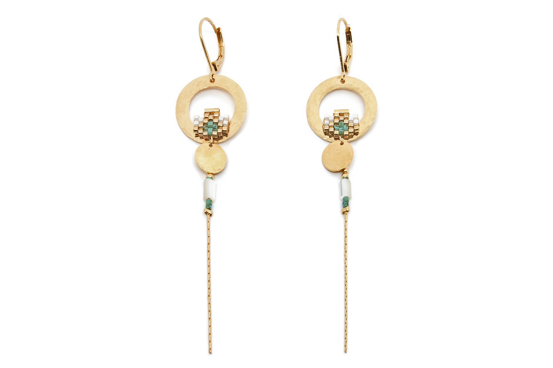 gauhart bijoux rouen fait main en france Boucles d’oreilles martelées à la main Asma tissage de perles japonaises