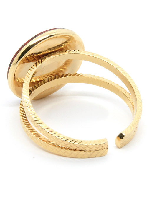 gauhart bijoux bague palire double ajustable pierre rouge jaspe breschia