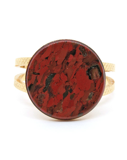 gauhart bijoux bague palire double ajustable pierre rouge jaspe breschia