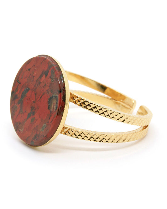 gauhart bijoux bague palire double ajustable pierre rouge jaspe breschia