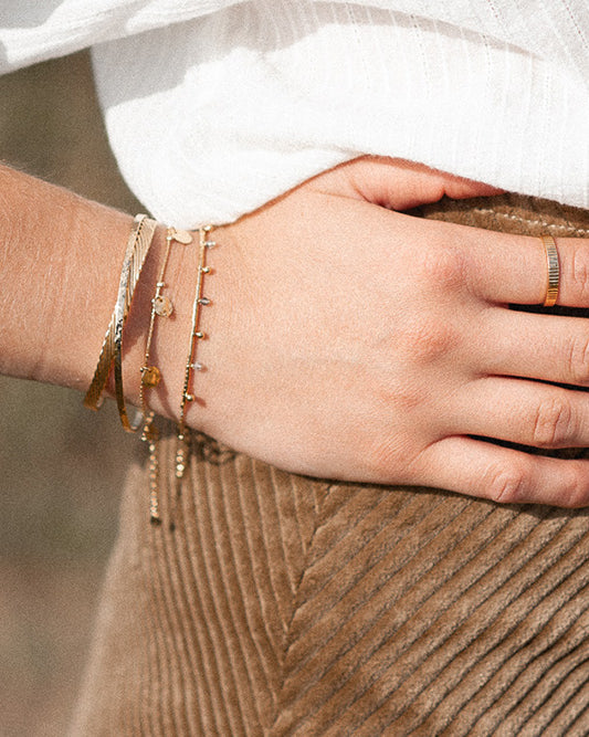 gauhart bracelet akora chaine dore or pampilles rondes