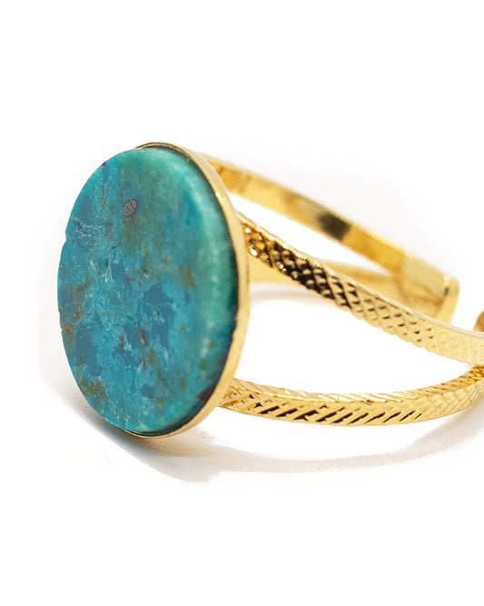 gauhart bijoux bague palire double ajustable pierre bleue chrysocolle