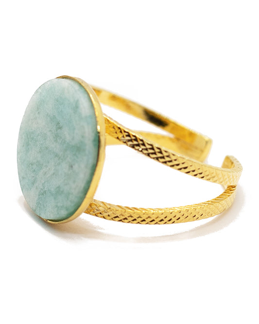 gauhart bijoux bague palire double ajustable pierre bleue