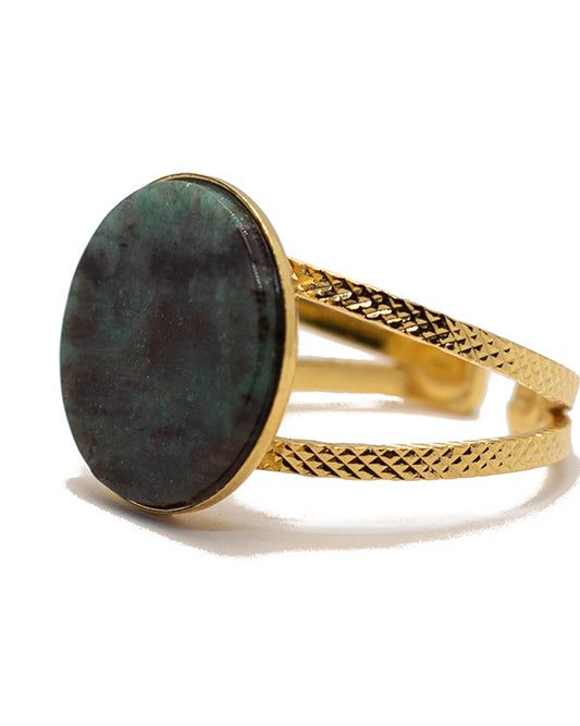 gauhart bijoux bague palire double ajustable pierre