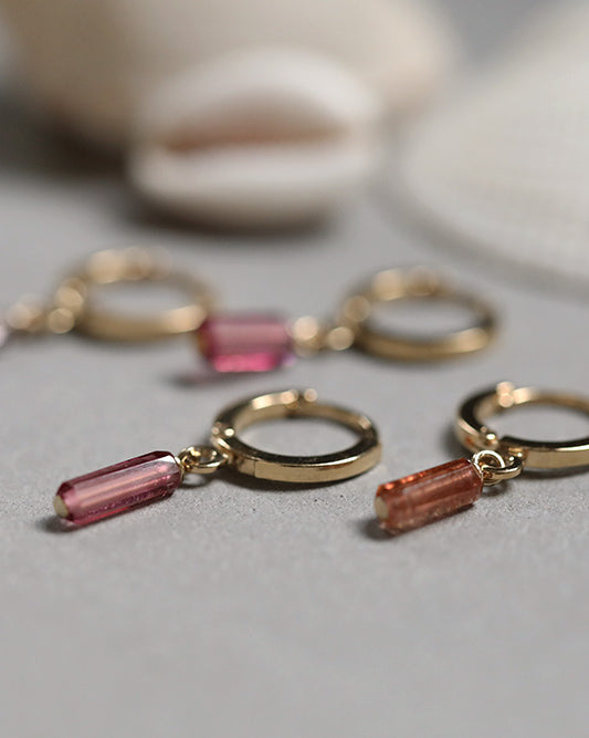 gauhart bijoux boucles d'oreilles arja unité mini créoles tourmaline rose