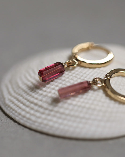 gauhart bijoux boucles d'oreilles arja unité mini créoles tourmaline rose